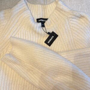Express cream knit sweater dress